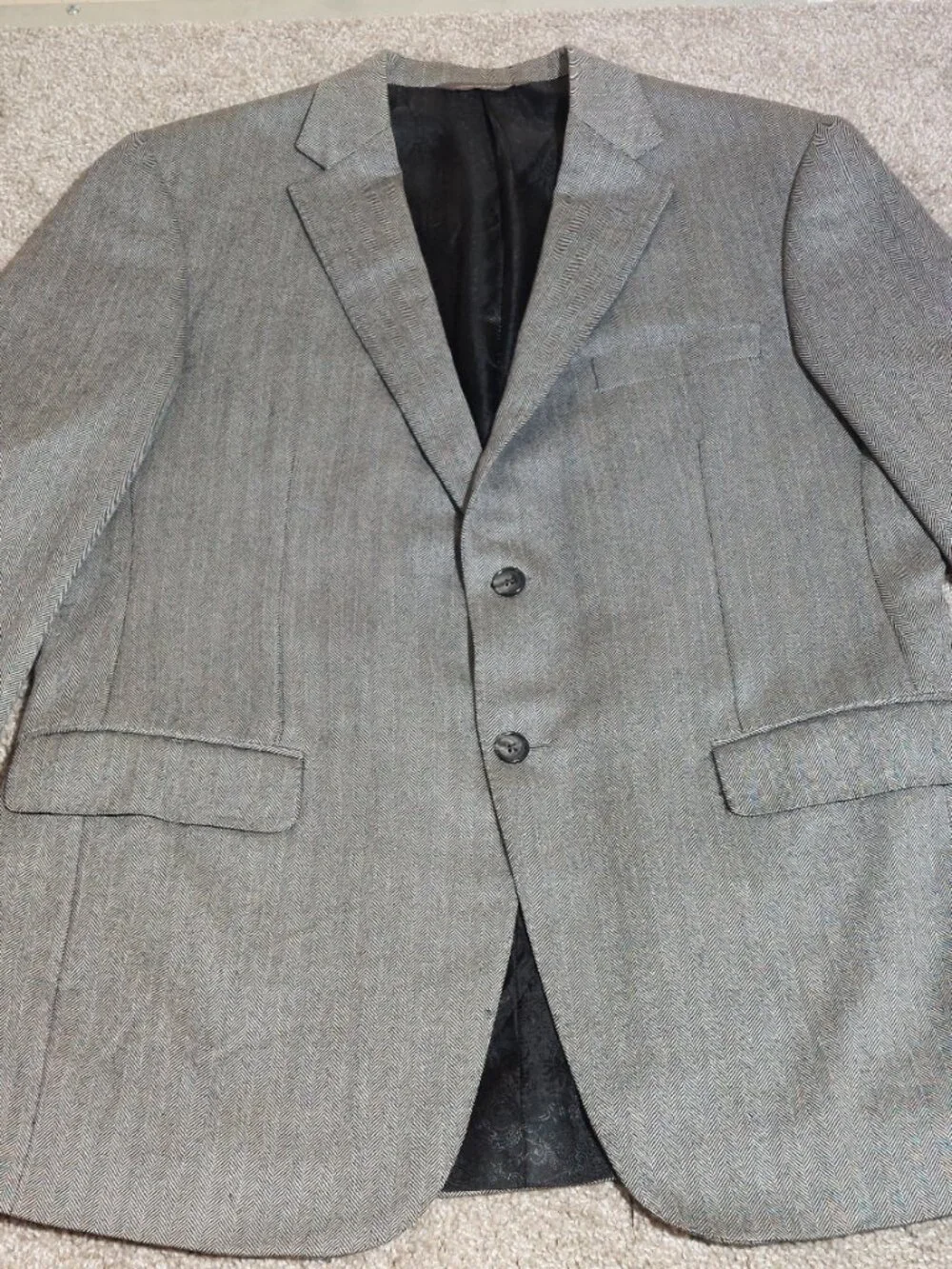 Loro Piana worsted cashmere Grey herringbone blazer Size 40R See Measurements
